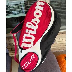 Wilson Tour Tennis Racquet Bag Red Black White Multi Racket Carry Case Backpack